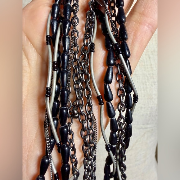 New York & Company Jewelry - NY Black Multi-Strand Layered Beaded & Chain Necklace